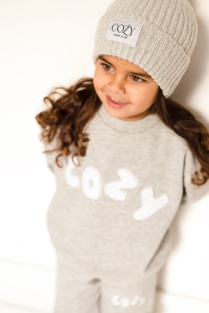 COZY Knitted Beanie Hat Marl Grey