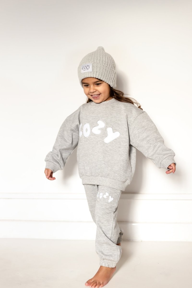 COZY Knitted Beanie Hat Marl Grey