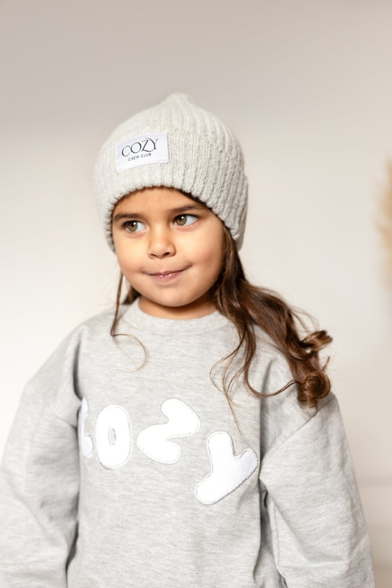 COZY Knitted Beanie Hat Marl Grey