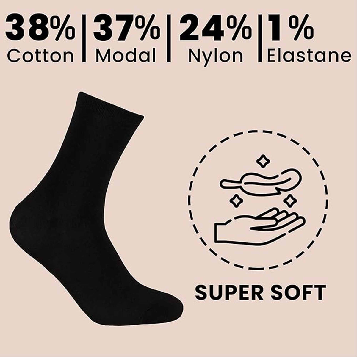 Sock Stack Women's Ankle Socks Black 10 Pairs Modal Cotton Breathable Moisture Wicking