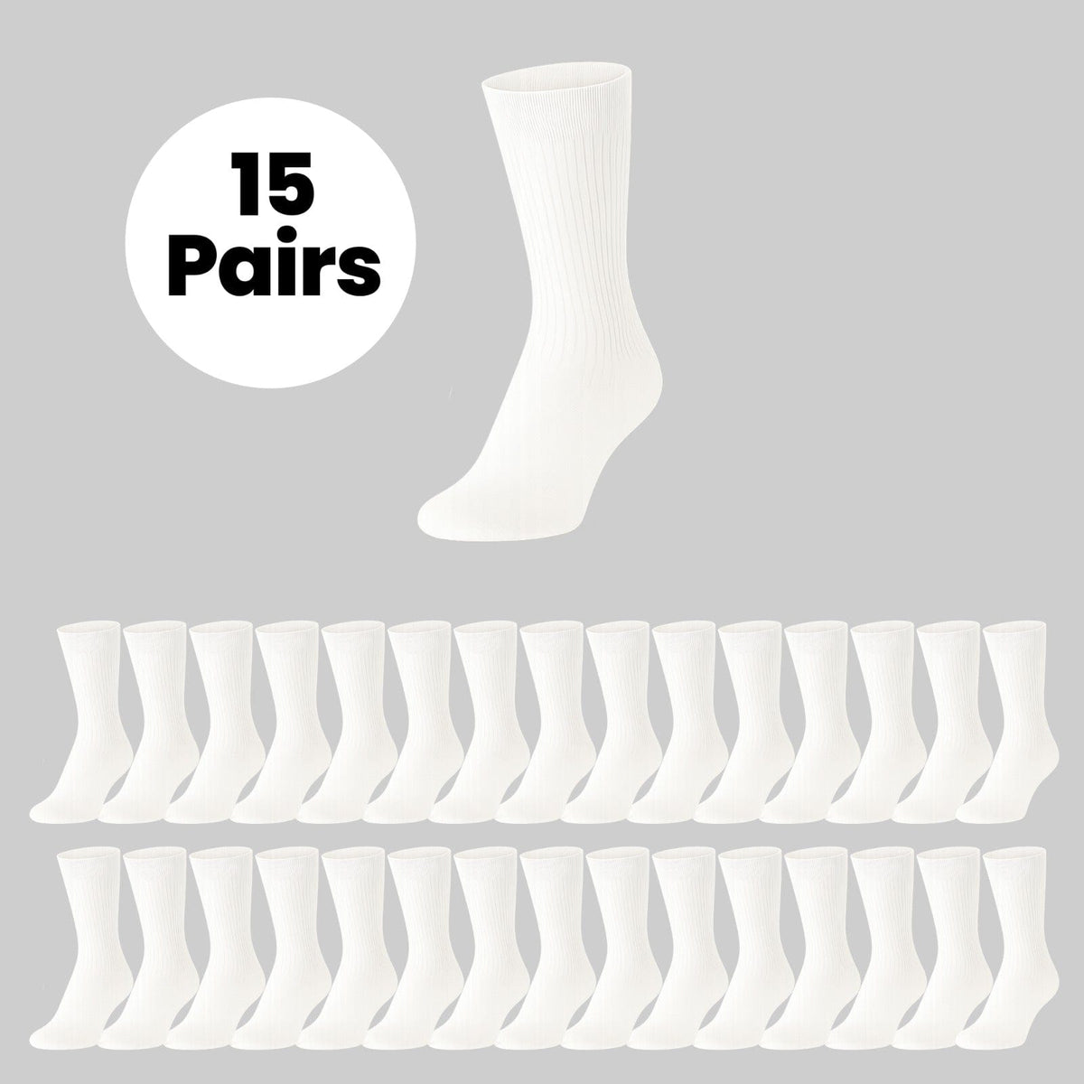 Sock Stack Mens Cotton Rich Performance Sport Socks 15 Pairs UK 6-11 Black Grey White Comfort Cuff Everyday Wear