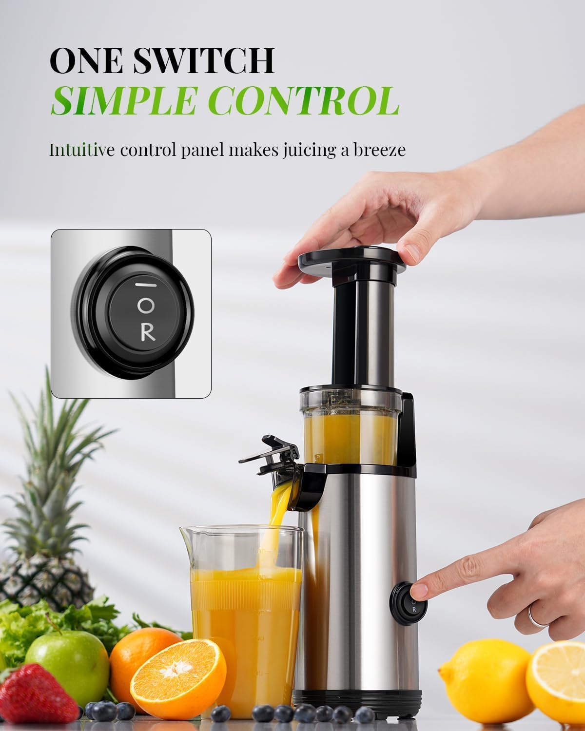 Cold Press Juicer Slow Masticating High Yield Easy Clean 600ml Cup Kidisle