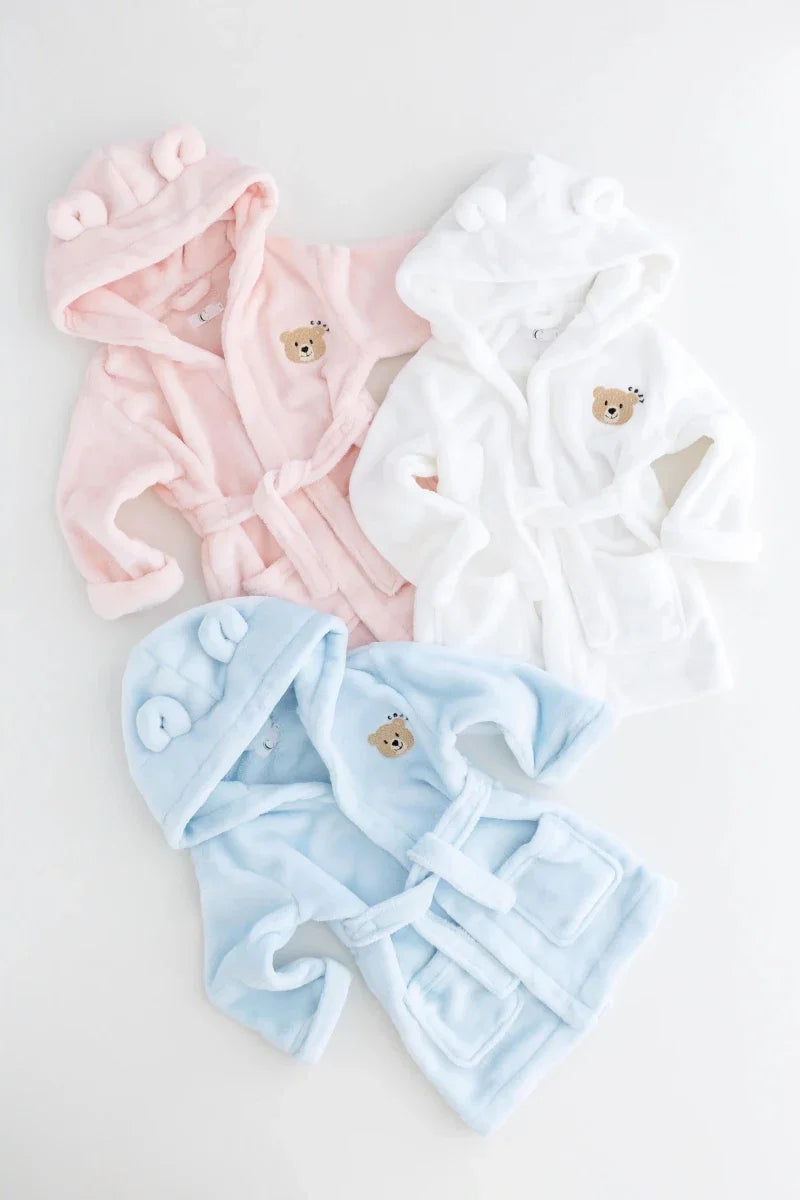 COZY Bear Hooded Dressing Gown Bear Ears - Pink