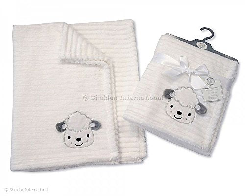 White ribbed supersoft 3d Baby Wrap - Sheep