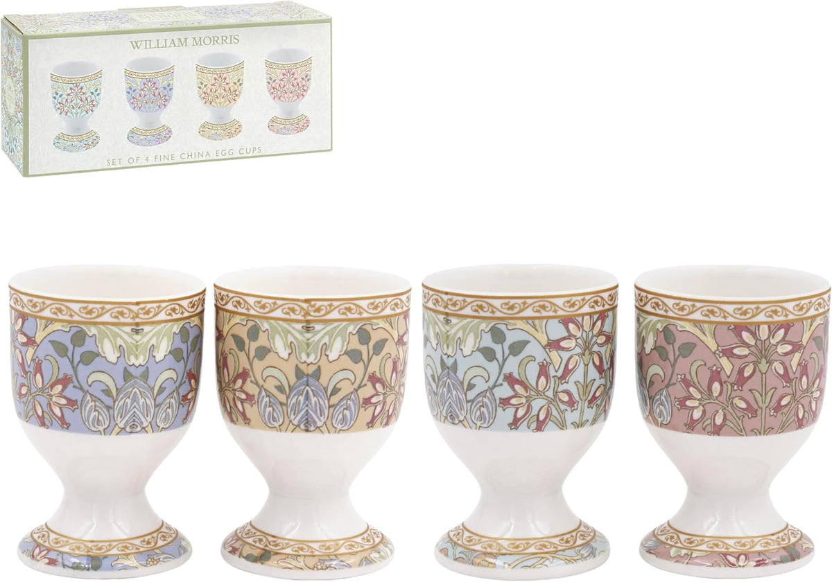 The Leonardo Collection Wm. Morris Assortments Fine China Hyacinth Egg Cups Set of 4 for Home & Kitchen | Dishwasher Safe Eggcup Stands for Breakfast Table | Durable Boiled Egg Holder for Daily Use