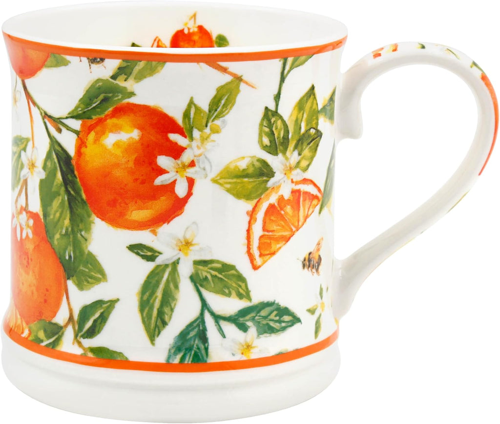 The Leonardo Collection Oranges & Lemons Jennifer Rose Stoneware Oranges & Lemons Mug 366ml for Hot & Cold Drinks | Durable Coffee Cups for Home & Office | Easy-to-Hold Coffee Mugs for Daily Use
