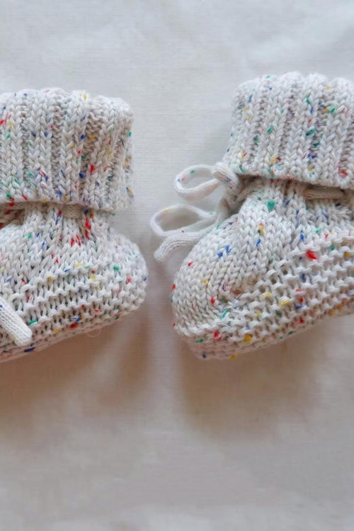 COZY Speckle Knit Booties 100% Cotton