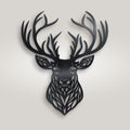 Scottish Stag Head Metal Wall Art – 30cm | Gloss Black Steel