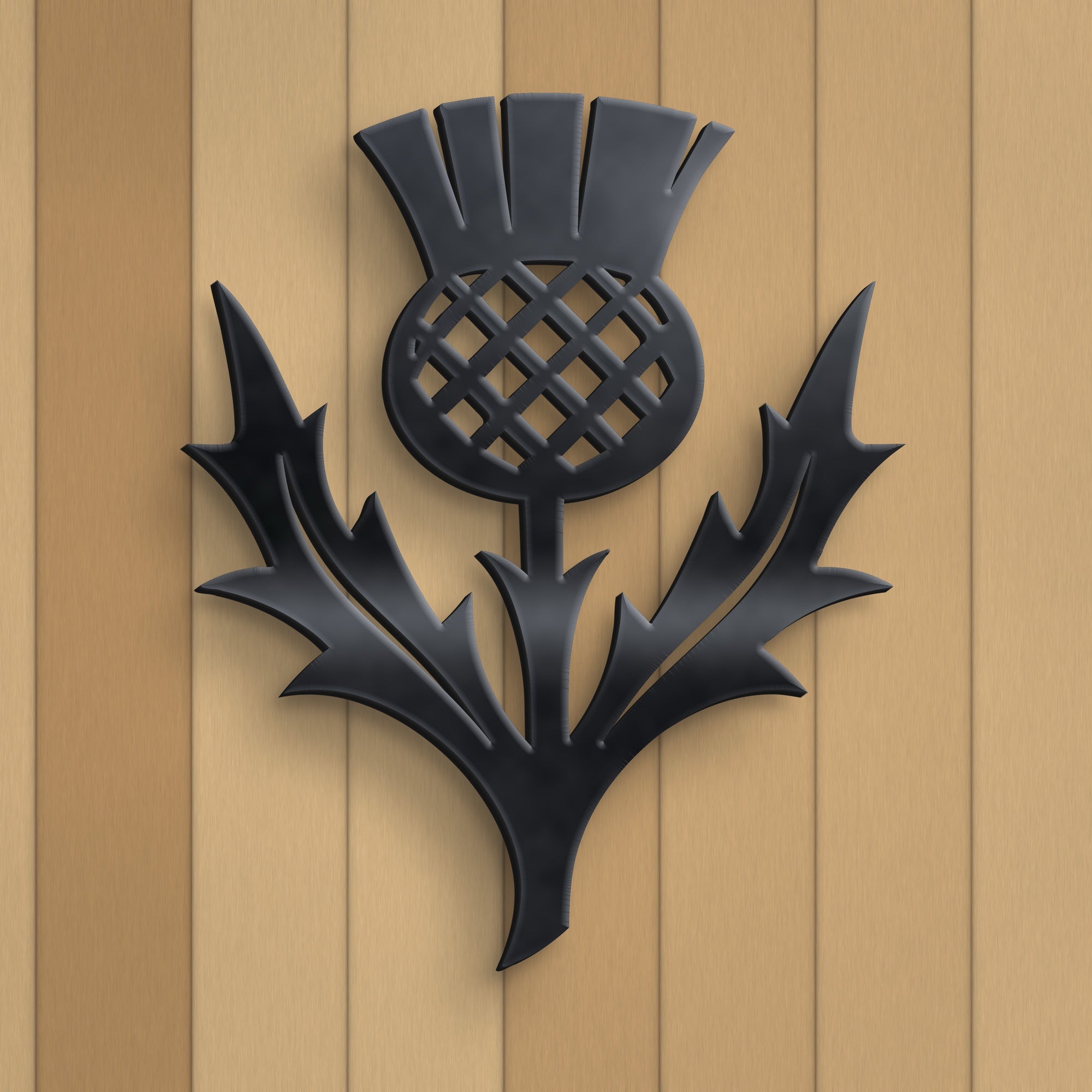 Scottish Thistle Metal Wall Art – 15cm | Gloss Black Steel