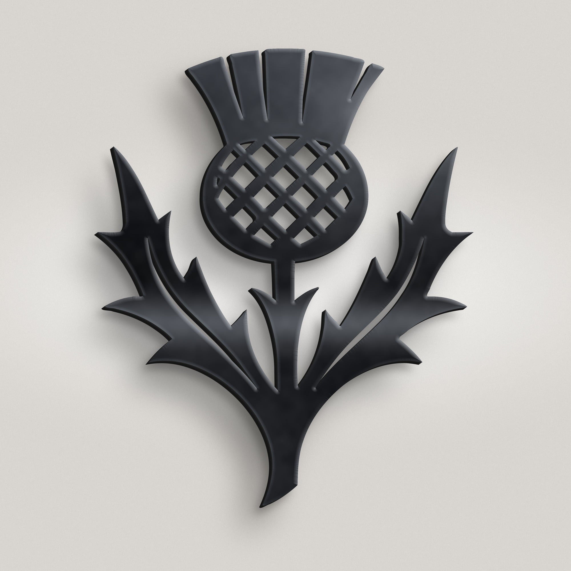 Scottish Thistle Metal Wall Art – 15cm | Gloss Black Steel