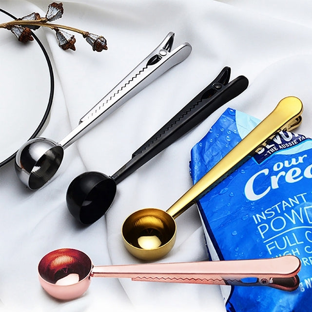 Multifunction Kitchen Coffee Scoop With Clip Stainless Steel Tea Coffee Measuring Cup Coffee Scoop, Coffee Scoop(Silver), Coffee Scoop(Gold), Coffee Scoop(Black), Coffee Scoop(Rose Gold)