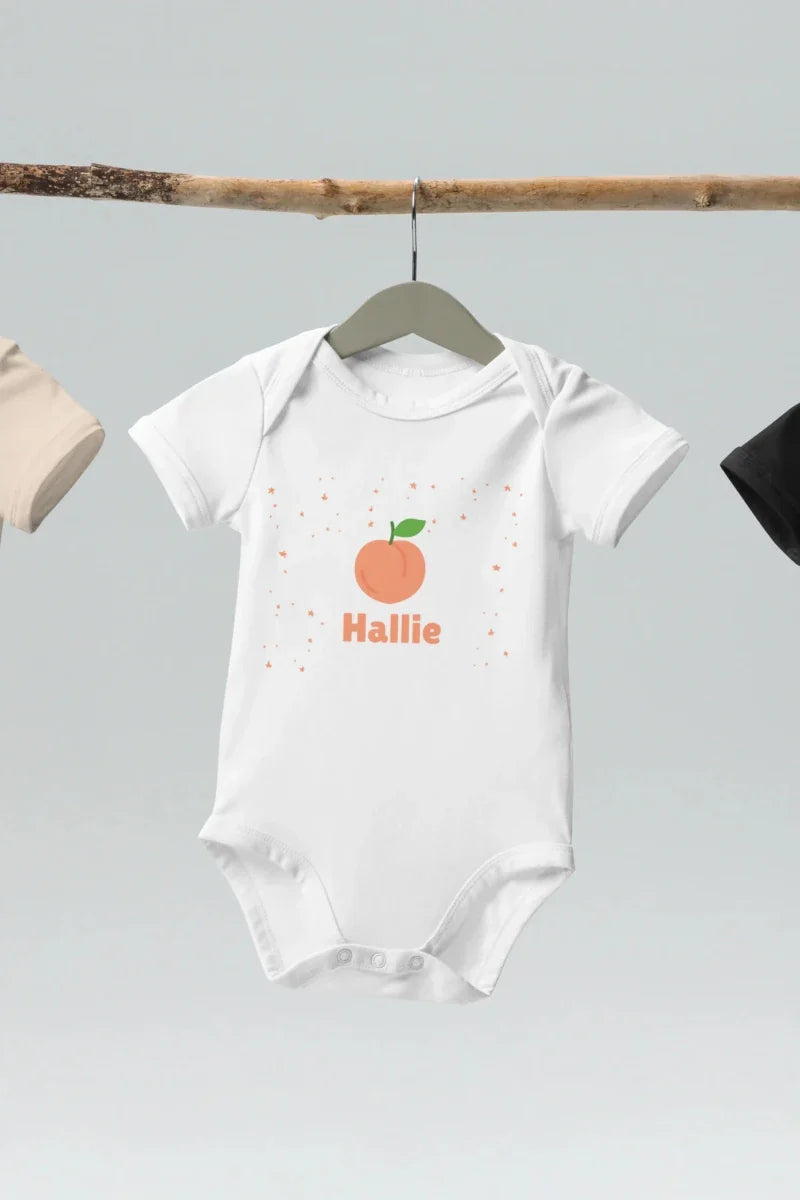 Peach Personalised Bodysuit in White