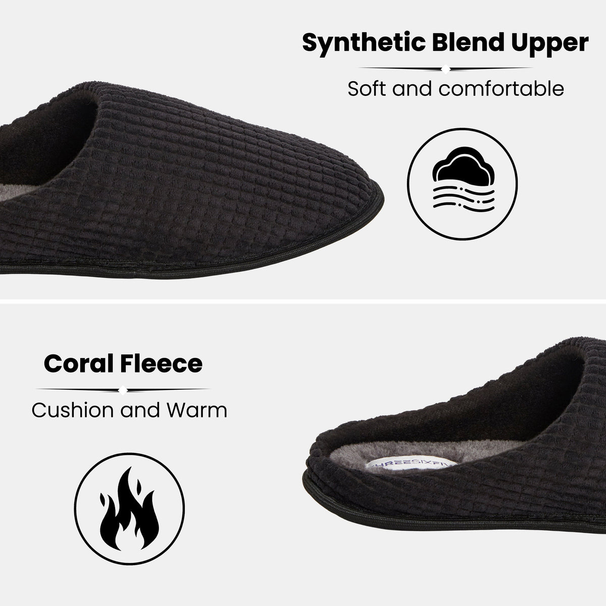 Sock Stack Men's Corduroy Slip On Indoor Slippers Non Slip Memory Foam Warm Thermal Lined