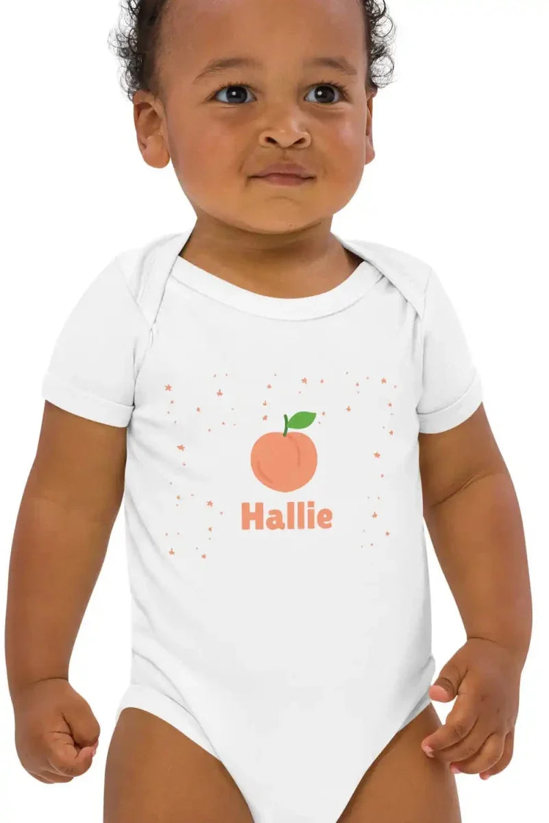 Peach Personalised Bodysuit in White