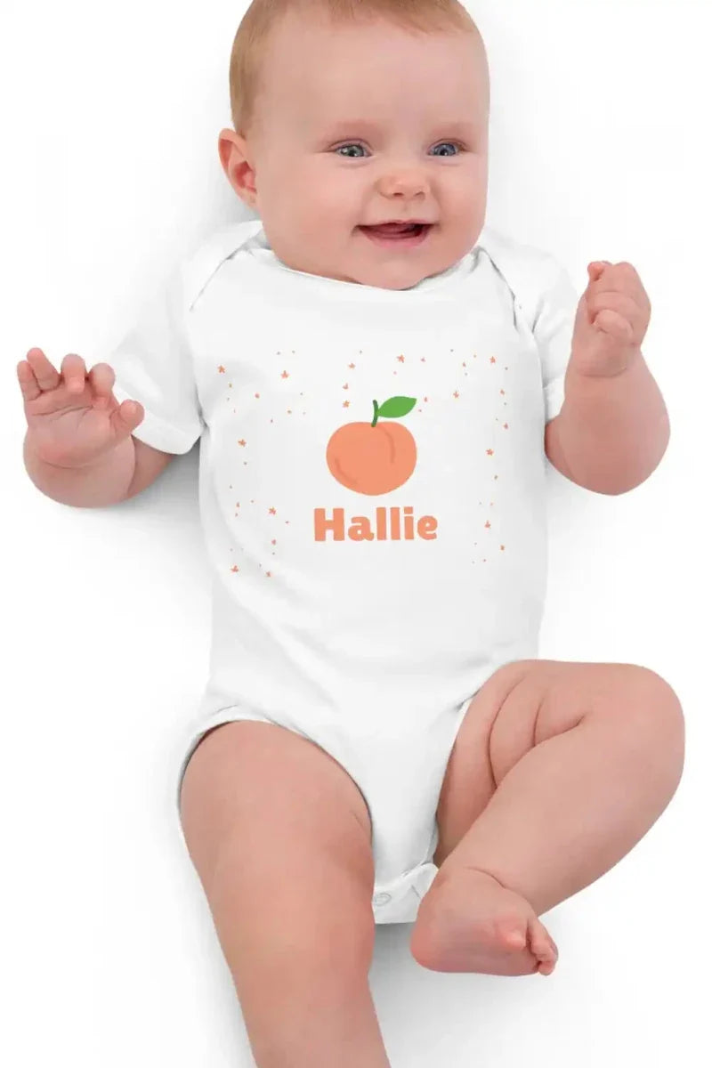 Peach Personalised Bodysuit in White
