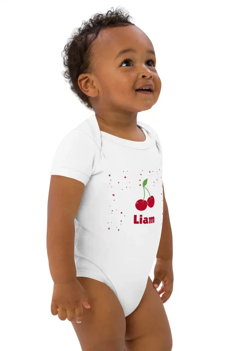 Cherry Personalised Bodysuit in White