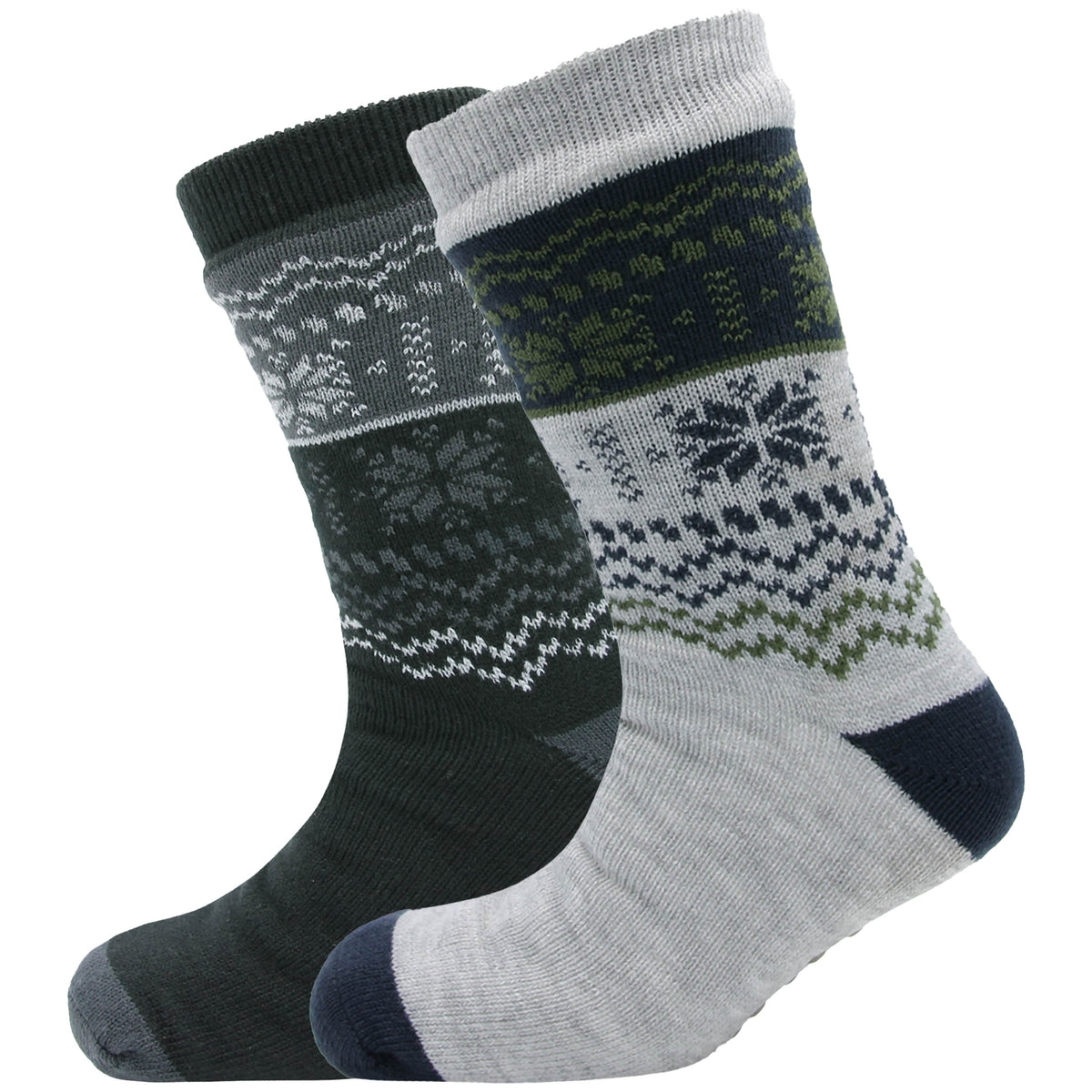 Sock Stack Men's Chunky Knit Slipper Socks With Grips Pack Of 2 Thick Warm Non Slip