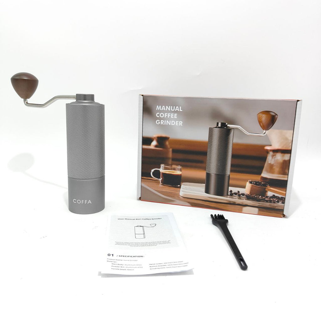 COFFA Manual Coffee Grinder Stainless Steel Burr Adjustable Hand Crank Portable